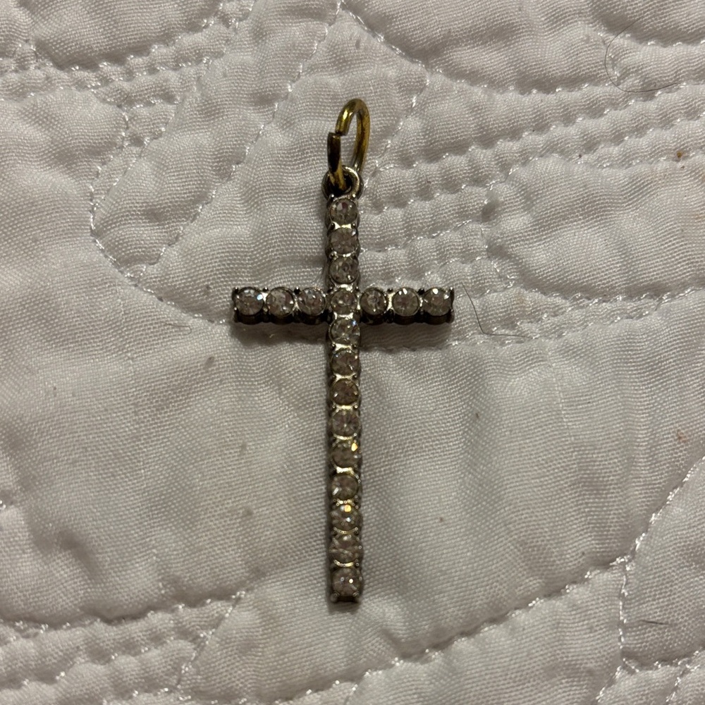 Rhinestone Cross Pendant - Clear Crystal Accent
